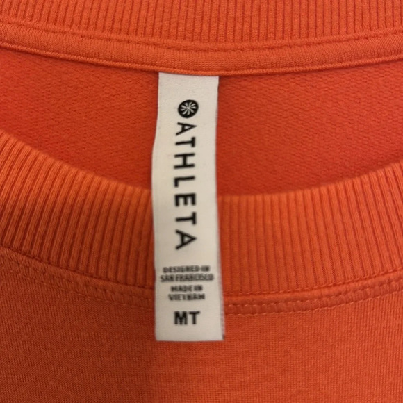 Athleta Cozy Luxe Sweatshirt Size Medium Tall Coral *flaw see pictures - Picture 5 of 9